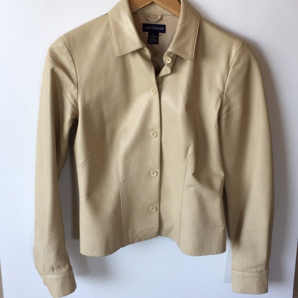 ANN TAYLOR Leather Shirt Jacket - Picture 2 of 8